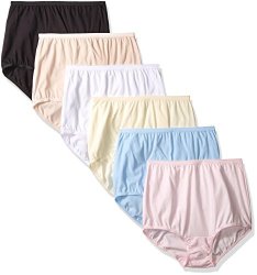 Vanity Fair Women's 6 Pack Perfectly Yours Tailored Cotton Brief Panty 15316 Star White fawn candleglow sachet Blue ballet Pink midnight Black LARGE 7
