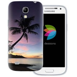 Dessana Tropical Transparent Silicone Tpu Protective Case 0.7MM Ultra Thin Phone Soft Cover For Samsung Galaxy S4 MINI Palm Sunset