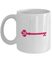 Gearbubble Candid Awe - Gifts For 21ST Birthday Celebrant: "simple Princess Key" 21ST Birthday Happy Birthday Turn Up 21 Years Old 11OZ White Mug Ceramic Coffee Cup