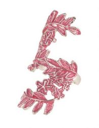 Utopia Cerise Pink Twisted Leaf Gold Ring
