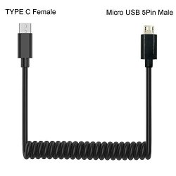 Duttek USB C To Micro USB 2.0 Cable 3.3FT 1M USB 3.1 Type C Female To Micro USB Male Durable Portable Travel Flexible Spring Coiled