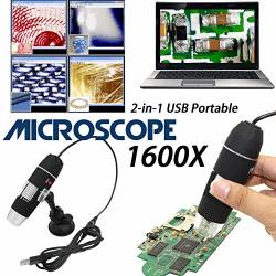 Urnanal Digital Microscope 2-IN-1 USB Digital Microscope 1600X Magnification Endoscope Camera With Bracket And Correctionruler For Multi-angle Observation And Detection