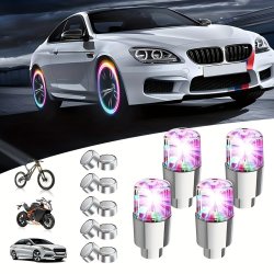 4PCS Smart Dual-sensing Tire Lights For Cars Cool Hub Lights With Wheel Arc Colorful Lights Car Tire Valve Mouth Lights