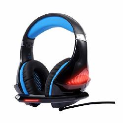 Gaming Headset Xbox One Headset With 7.1 Surround Sound Stereo PS4 Headset With Noise Canceling MIC & LED Light Compatible With PC PS4 Xbox One Controller Blue