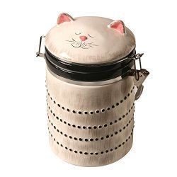 Art & Artifact Ceramic Cat Treat Cookie Jar - Sealable Kitchen Canister