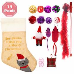 Pawchie Christmas Cat Stocking Toys 14 Pcs Cat Toys Set For Kitten Variety Pack
