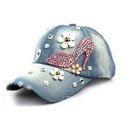 Ecyc Brand Rhinestone Studded Diamond Hat Cowboy Cap Tidal Lady Hat Spring Summer Style Peaked Casual Hat