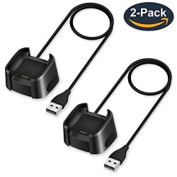 2 Pack Fitbit Versa Charger Qibox Replacement USB Charging Cable Adapter For Fitbit Versa Smartwatch 3 Feet Sturdy Fitbit Versa Power Charging Cord