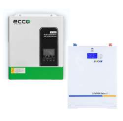 Ecco Inverter And Battery Cobo 3.5KVA 3500W Mppt Svolt 24V 106AH 2.71 Kwh A-grade Lithium Battery