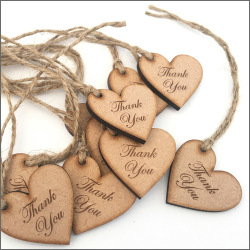 Heart Shaped Wooden Thank You Tags Pack Of 10 Contact Us For Large Qty