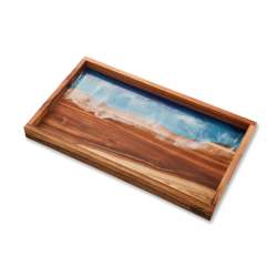 Wooden Tray With Resin Art: Blue - 600MM X 350MM X 50MM