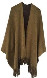Timemory Womens Winter Solid Knitted Cashmere Poncho Capes Shawl Sweater Brown Brown One Size
