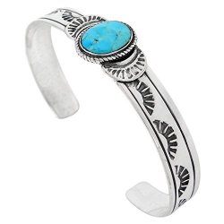 Bracelet Turquoise Sterling Silver 925 With Genuine Turquoise