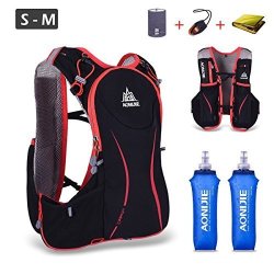 5L Lightweight Deluxe Marathoner Running Cycle Race Hydration Vest Hydration Pack Backpack 38.2 - 43IN - With 2 Soft Water Bottles