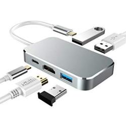 USB Type C Hub HDMI Thunderbolt Adapter Lohi 5-IN-1 HDMI 4K 30 Hz Thunderbolt 3 USB 3.1 Pd Quick Charging Port 100W 3 USB 3.0 Ports For Macbook And More
