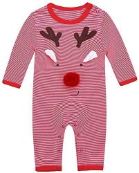 Jingle Bongala Baby Romper Long Sleeve Onesie Red Pajamas Striped Jumpsuit COTTON-12M