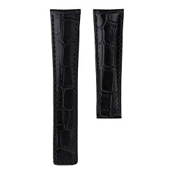 Classic Genuine Leather Watch Band For Tag Heuer Carrera Watches Crocodile Black 22 Mm