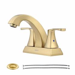 Parlos 2 Handles Bathroom Faucet With Pop-up Drain And Faucet Supply Lines Brushed Gold Doris 1407208