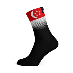 Singapore Flag Socks - Large Black