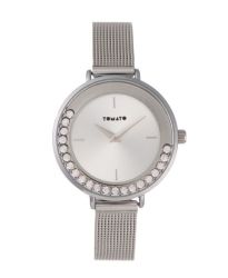 Ladies Silver Dial Silver 33MM Case With Mesh Silver Strap