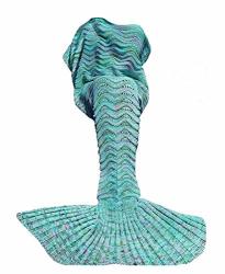 Abc-outlet Mermaid Blanket Knitted Mermaid Sleeping Bag For Bed Sofa Couch Soft All Seasons Crochet Mermaid Tail Blanket Mermaid Throw Blanket For Adult And