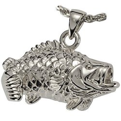 Memorial Gallery MG-3159S Large Mouth Bass Sterling Silver Cremation Pet Jewelry