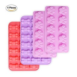 Homedge Puppy Dog Paw And Bone Silicone Molds Non-stick Food Grade Silicone Molds For Chocolate Candy Jelly Ice Cube Dog Treats Puppy Paw Bone