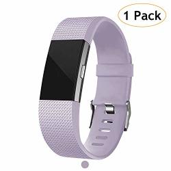 Poshei For Fitbit Charge 2 Bands Classic Adjustable Replacement Sport Strap Bands For Fitbit Charge 2 Smartwatch Fitness Wristband Large Small Light Purple Large