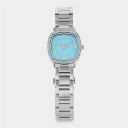 Womens Silver Plated Light Blue Dial Bracelet Watch