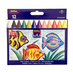 Large Wax Crayons 12 Assorted Colours Bulk Pack Of 10