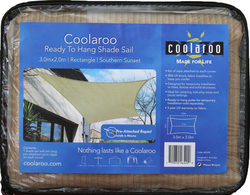 Coolaroo 3m x 2m Rectangle Ready To Hang Shade Sail in Southern Sunset