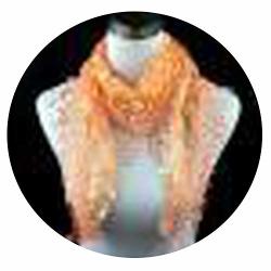 Women Fashion Lace Tassel Scarf Transparent Floral Style Scarf E