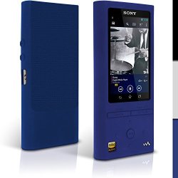 Igadgitz Blue Silicone Skin Case Cover For Sony Walkman Nw-zx100 128gb High-resolution Audio Mp3 Player + Screen Protector