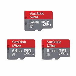 Sandisk Ultra 64GB Microsdxc Class 10 UHS-1 SDSDQUA-064G-U46A 3 Pack Renewed