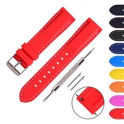 Crimson Red 20MM Quick Release Silicone Band Replacement Samsung Gear S2 Classic Huawei Watch 2 Straps