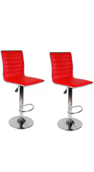 Bar Stools Kitchen Counter Chairs - Set Of 2 Red Colour