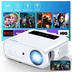 Projector With Wifi And Bluetooth Groview 9500L Native 1080P Projector 300" Full HD Movie Projector Bluetooth Projector Supports 4K & Zoom 5G Sync Phone