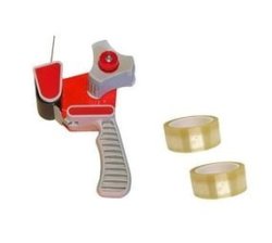 Tape Dispenser Bundle With 2 Large Rolls Clear Tape