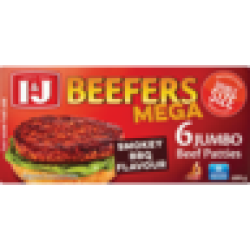 Frozen Beefers Mega Smokey Bbq Flavoured Jumbo Beef Patties 600G
