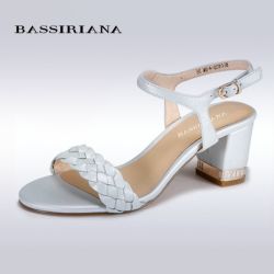 Bassiriana - Genuine Leather Classic Heels Sandals For Women Buckle Strap ... - White 8.5 China