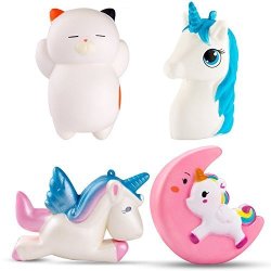 WATINC 3 Pcs Animal Squishy Sweet Scented Vent Charms Slow Rising Squishies Kawaii Kid Toy Lovely Stress Relief Toy Animals Gift Fun Large Moon Unicorn Set