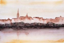 A Venetian Cityscape Silhouette - Original Watercolour - Jennifer Van Niekerk
