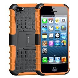 Iphone 5S Case Apple Iphone 5 Case Armor Heavy Duty Rugged Dual Layer Hybrid Shockproof Case Protective Cover For Apple Iphone 5 5S With Built-in Kickstand Orange