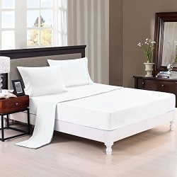 The Great American Store - Full Sleeper Sofa Bed Sheet Set 100% Brushed Microfiber 1800 Series Egytian Quality Premium Cool Ultra Soft Luxury White Solid