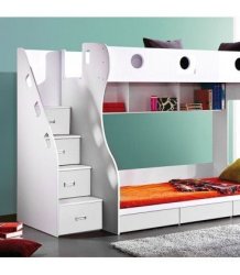 STORAGE Bunk Bed White Kids Bunk Beds For