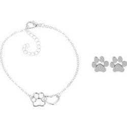 Za Cute Puppy Love Paw Set Bracelet & Earrings