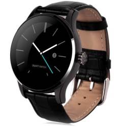 K88H Smart Bluetooth Watch Heart Rate Monitor Smartwatch - Leather Band Black