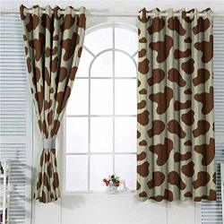 Ford Mackintosh Cow Print Grommet Curtains 63 Inches Long White Brown Locker Curtains 72X63 Inch Cattle Skin With Brown Spots Agriculture Cow And Oxen