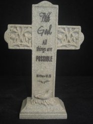 With God All Things Are Possible Stone Cross
