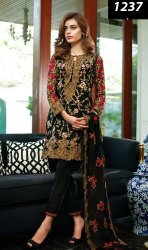Indian Pakistani Dress Full Embroidery Designer 3pc Chiffon Suit With Chiffon Dupatta-- Unstiched